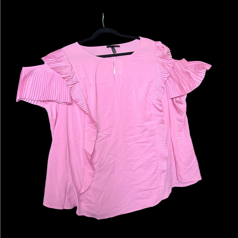 Lane Bryant Pink cold shoulder flutter Blouse with Ruffled Pleats size 24 NWT